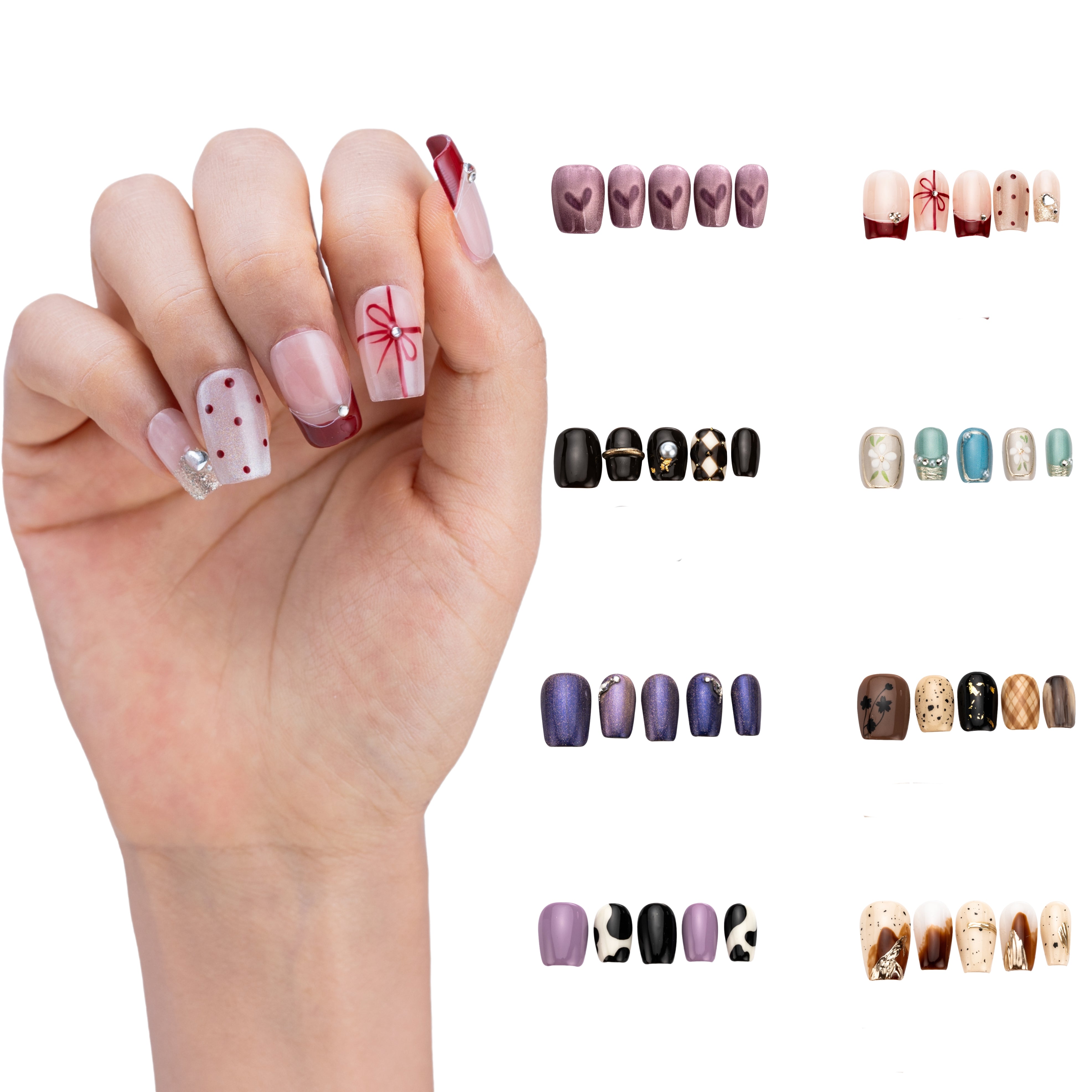Siren Shimmer square short handmade press on nails fake nails blind box