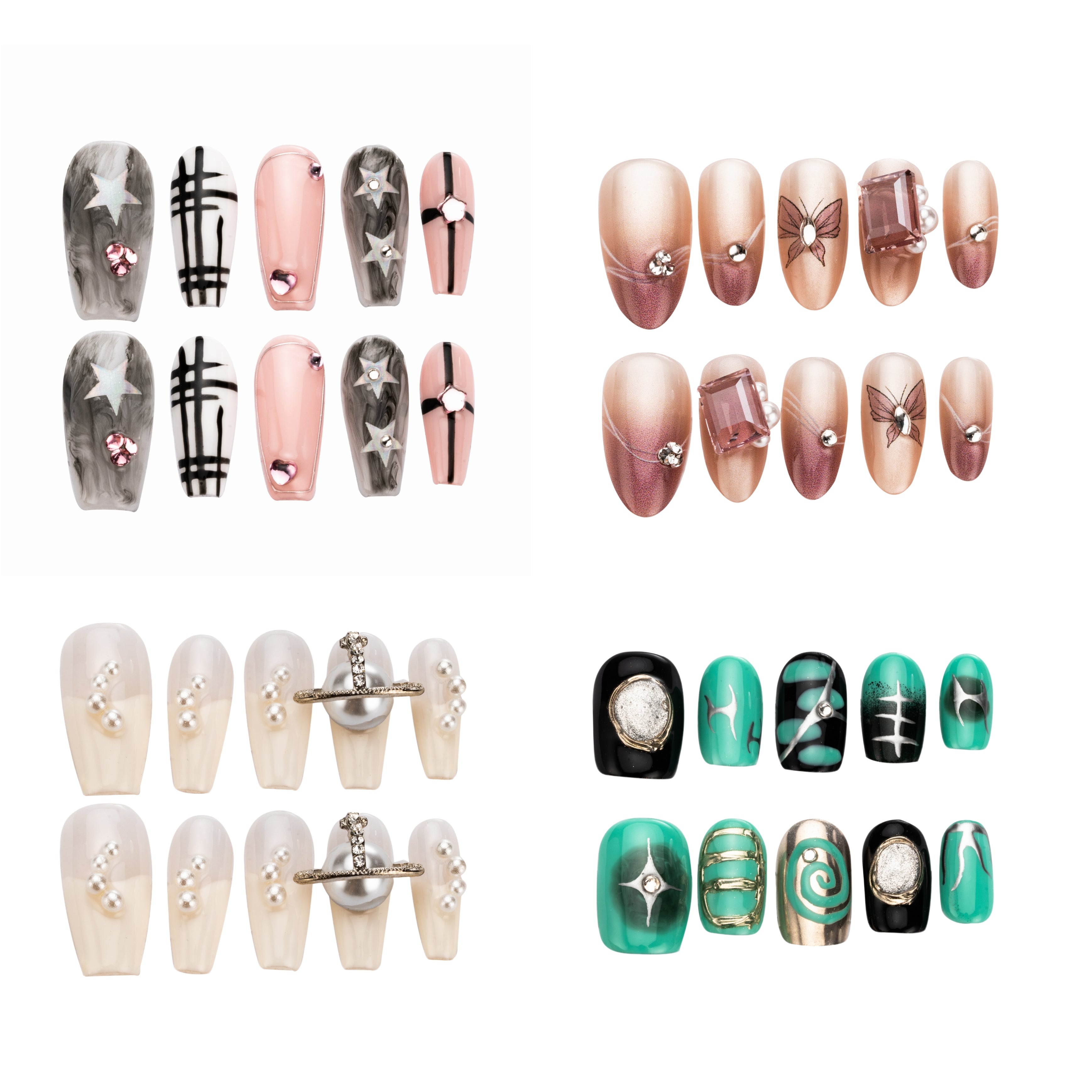 Siren Shimmer round handmade press on nails fake nails blind box