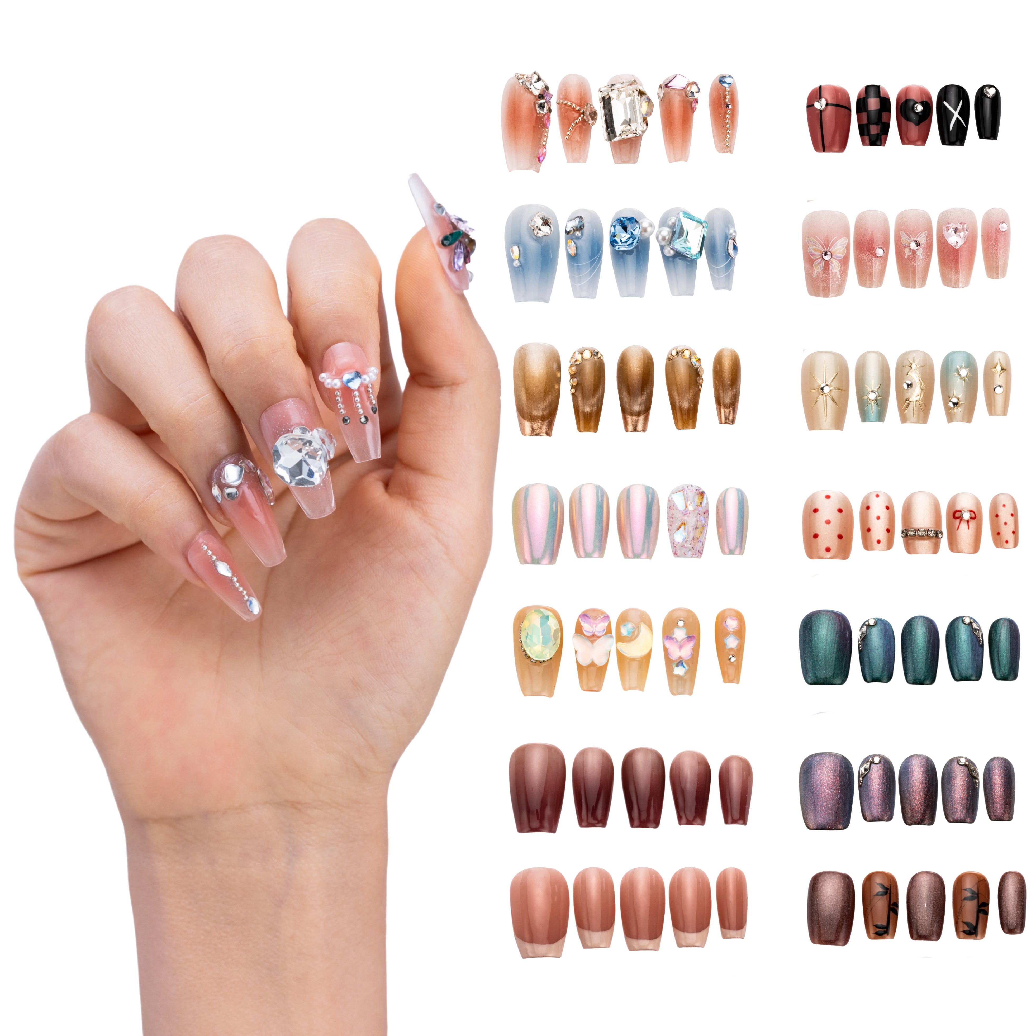 Siren Shimmer square medium handmade press on nails fake nails blind box