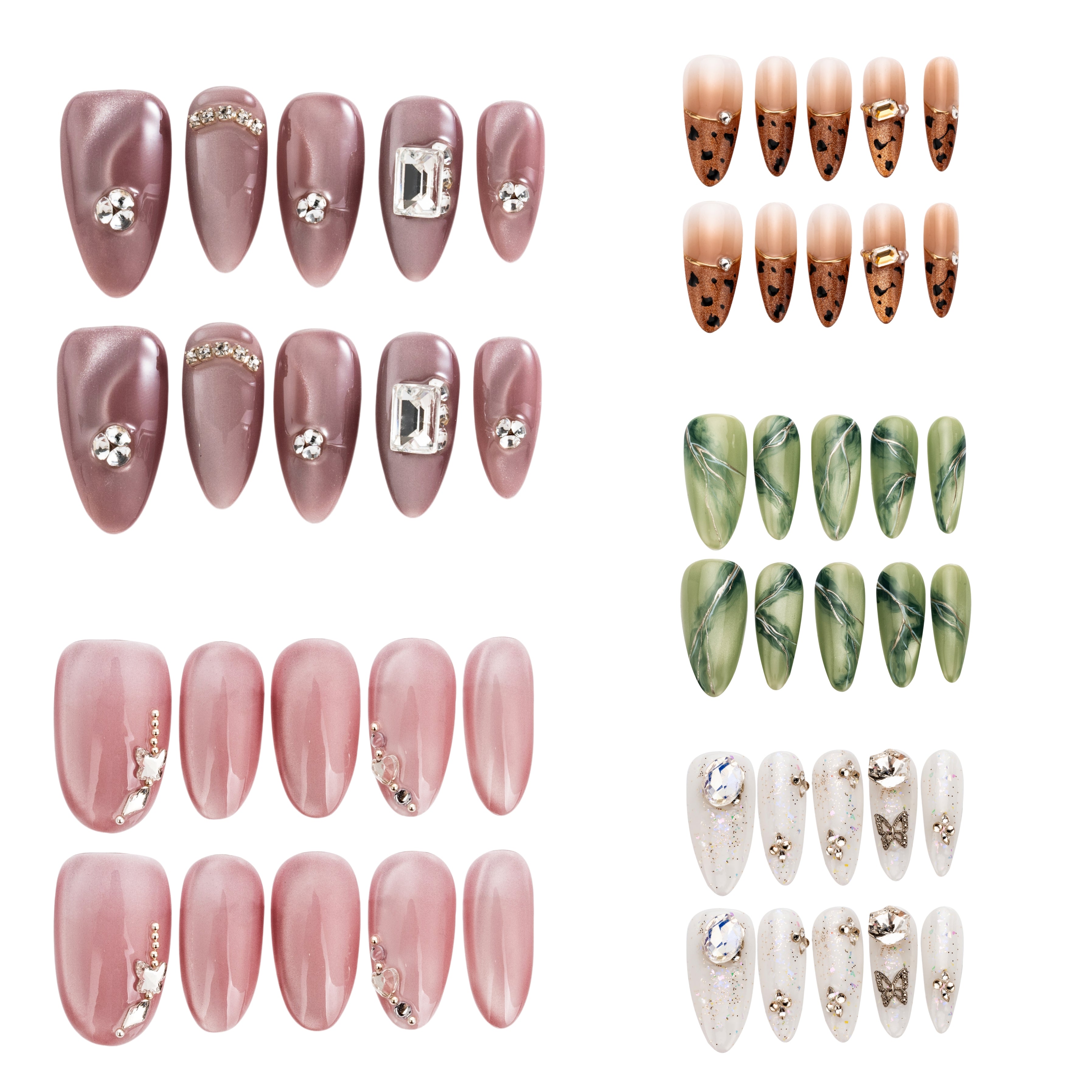 Siren Shimmer almond medium handmade press on nails fake nails blind box